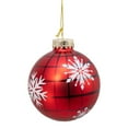 thumbnail image 3 of Kurt Adler 80MM Red Plaid with Snowflakes Glass Ball Ornaments, 6 Piece Box, 3 of 6