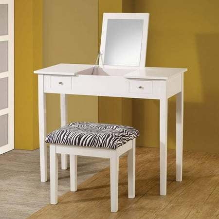 Coaster Lift-Top Vanity with Upholstered Stool, White/Zebra ... Coaster Lift-Top Vanity with Upholstered Stool, White/Zebra ...