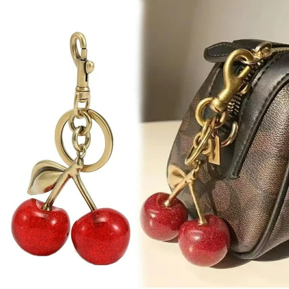 AOOOWER Cherry Bag Charm Trendy Pendant Stylish Cherry Keyring Accessory Personalized Cherry Pendant Keyrings for Bags and Keys