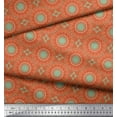 thumbnail image 3 of Soimoi Orange polyester Crepe Fabric Mandala Geometric Printed Fabric 1 Yard 52 Inch Wide, 3 of 3
