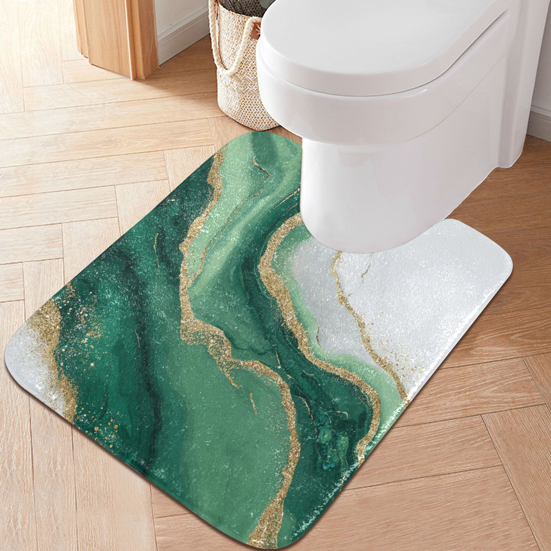 RMDQTR 2PCs Bathroom Rugs Set Plush Toilet Base Mat 16" × 24" Bath Mat and 20" × 24" U Shape Soft Rugs Non Slip Absorbent