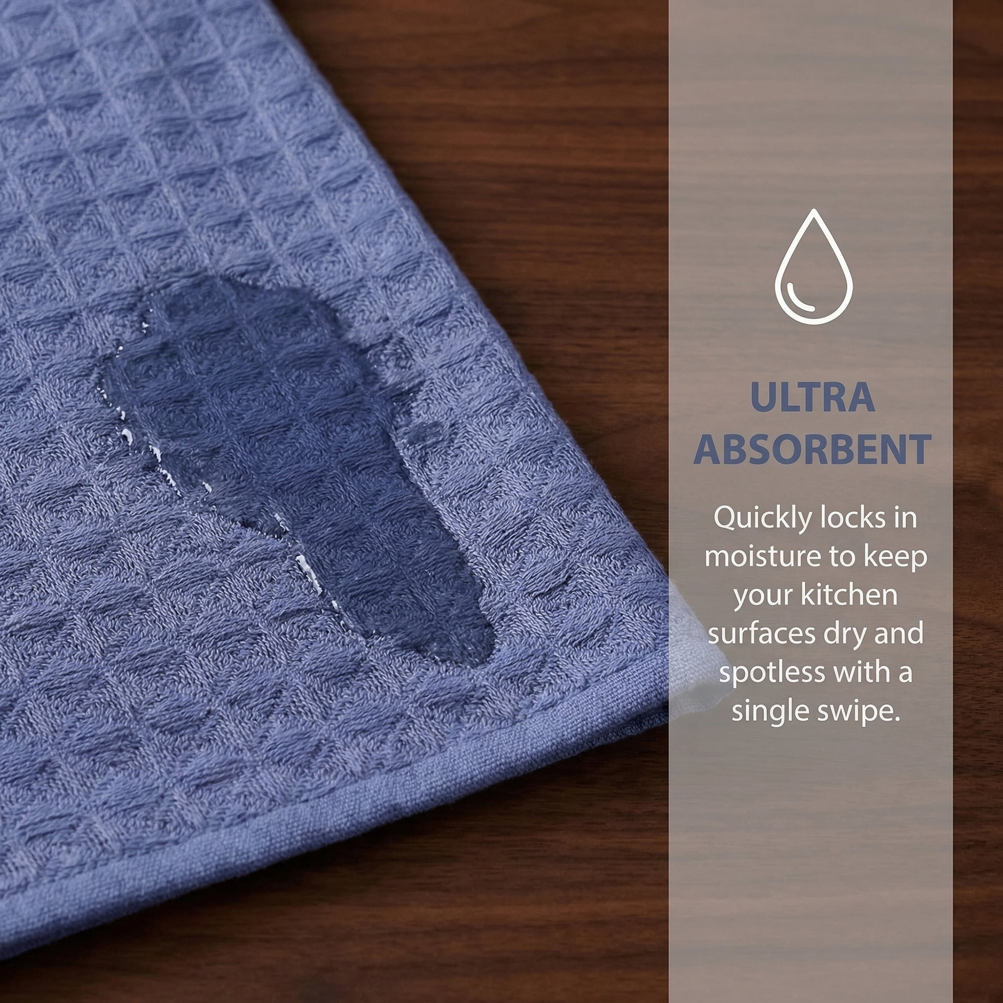 Unique Bargains 2Pcs 100% Cotton Waffle Weave Solid color Kitchen Towels Blue 12" x 12"