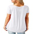 thumbnail image 4 of CHUANK T-Shirts pour Femmes Manches Courtes Col Rond Tunique Boutonnée (Blanc TG), 4 of 4