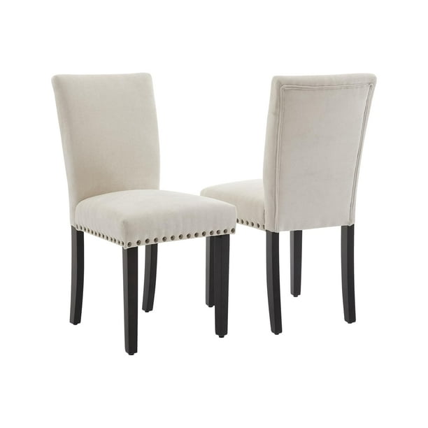 Juego de 2 Sillas Tapizadas, Sillas Modernas de Tela con Detalles de Tachuelas, Pies de Madera, Acento Mid-Century para Cocina y Sala