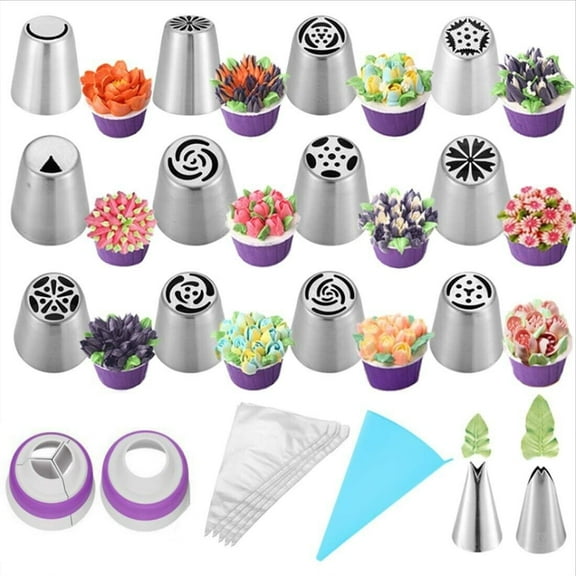 Russian Piping Tips Cake Decorating Complete Set 27pcs Baking Supplies Kit
