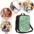 thumbnail image 3 of Thermal Insulation One Shoulder Portable Bento Bag Can Be Reused 8×10.5in For Carrying Drinks Bento Box Fruit Snacks Green Houndstooth Vintage Texture Hand-Drawn Sketch_4, 3 of 8