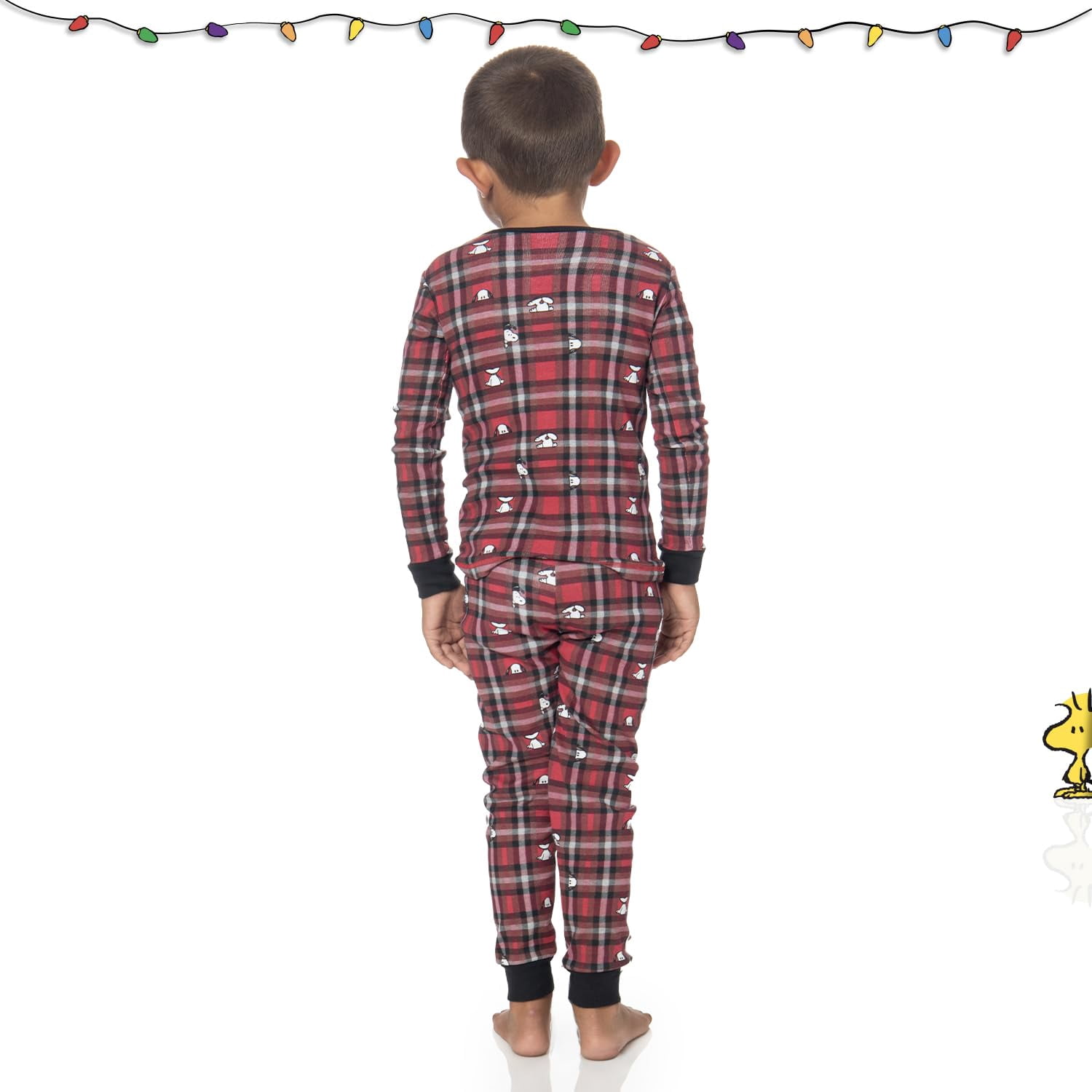 PEANUTS Toddler Boys Girls Snoopy Family Matching Pajamas Sleepwear 2-Piece Sets for Christmas with Woodstock Charlie Brown Linus (Red Plaid, 2T)