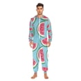 thumbnail image 2 of Watermelon Adult Onesie Pajamas Slim Fit Christmas One Piece Suit Pjs for Women and Men Hooded Zipper, 2 of 7
