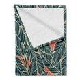 thumbnail image 2 of Feather Soft Flannel Fleece Throw Blanket, Modern Display Flying Quills Birds Animals Wildlife Jungle Print, Cozy Plush for Indoor and Outdoor Use, 50" x 70", Black Scarlet Cream, by Ambesonne, 2 of 5