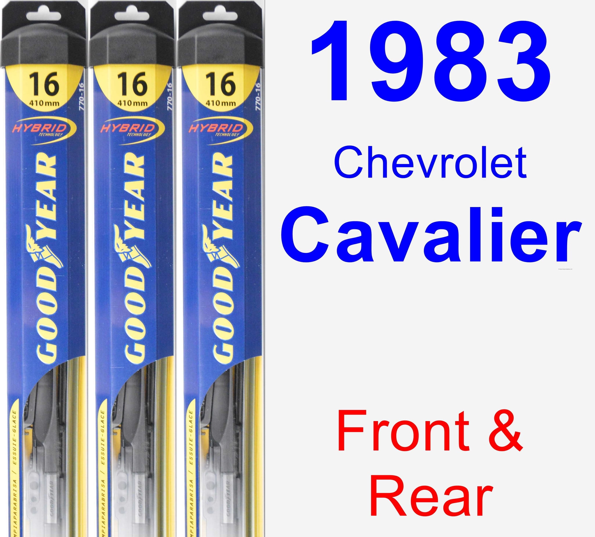 1983 Chevrolet Cavalier Wiper Blade Set/Kit (Front & Rear) (3 Blades
