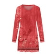 thumbnail image 3 of DYMADE Women's Fashion Ethnic Floral Print Long Sleeve Round Neck Knee Length T-Shirt Dress, 3 of 4