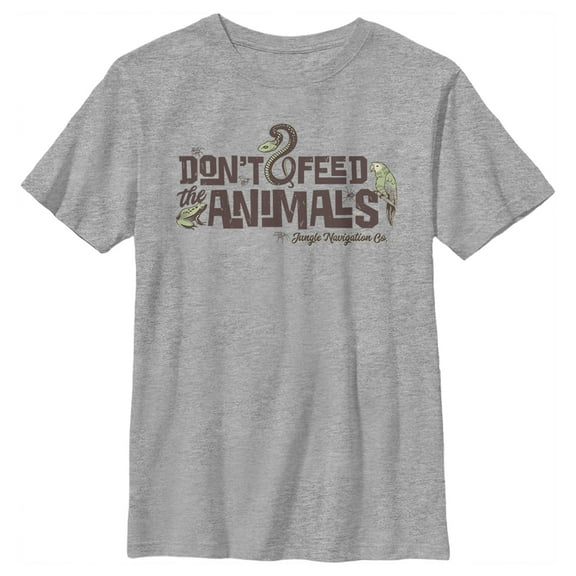 Boy's Jungle Cruise Don't Feed The Animals Logo  Graphic Tee Athletic Heather Large