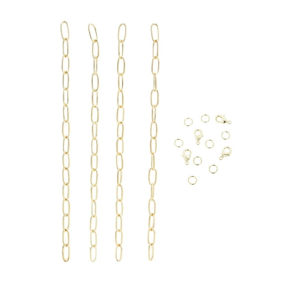 Cousin DIY Gold Dainty Long Link Chain for Jewelry Making, 7.5 in Each, 4 Pieces, Metal, 69995801