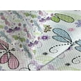thumbnail image 4 of Ambesonne Abstract Quilted Bedspread Set 3 Pcs, Dragonflies Flowers, Queen Size, Pale Blue Purple, 4 of 5