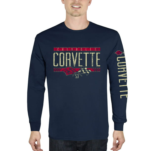 Corvette - Men's Chevrolet Corvette Flags Long Sleeve Graphic T Shirt ...