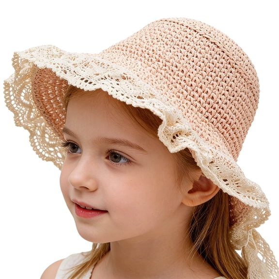 Girls Sun Hat with Wide Brim for Baby Toddler Summer Outdoor Beach Floppy Visor Cap Trendy Hat Cute Travel Golf Sports Sun Hats Accessories