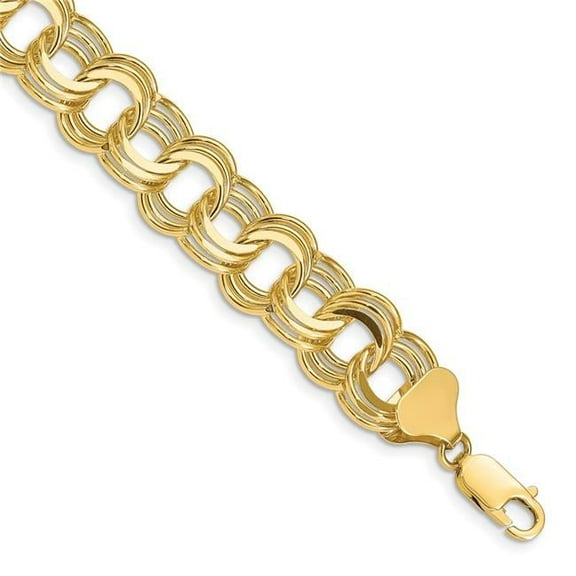 Primal Gold 14 Karat Yellow Gold Triple Link Charm Bracelet