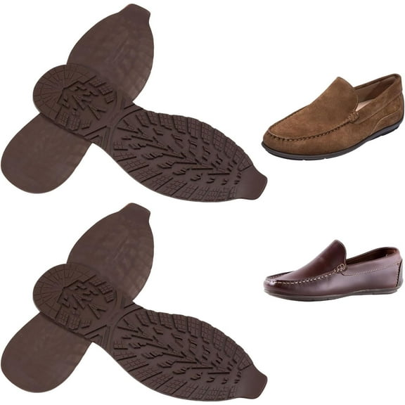 2 Pair Rubber Soles Coffee Full Out Sole for DIY Shoes Rubber Shoe Replacement Wear Resistant Shoes Sole for Work Shoe and Boots 12.8x4.53x0.22inch