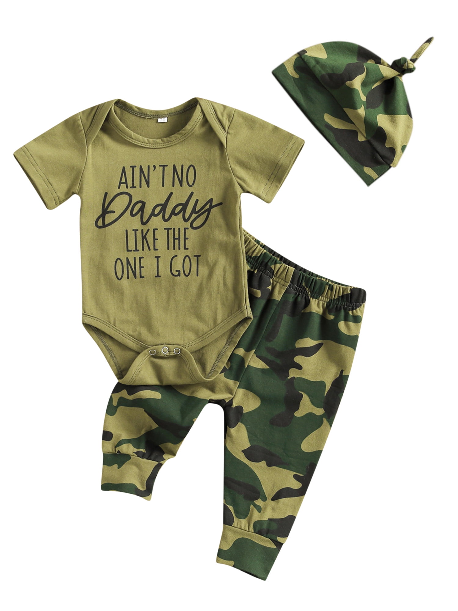 New Baby Connection Khaki Camo 2 Piece Set Size 3-6Ms T-Shirt and Pants 