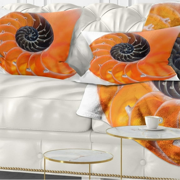 Designart Orange Nautilus Shell - Contemporary Throw Pillow - 12x20