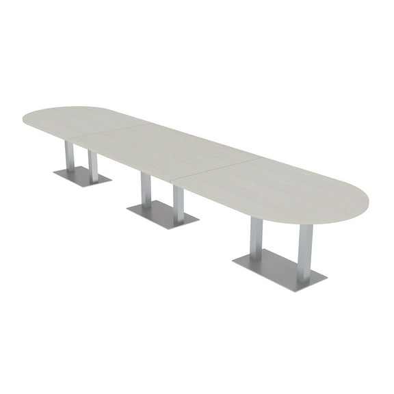 16 Person Modular Powered Racetrack Conference Table With Square Bases