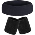 thumbnail image 1 of Nvzi Conjunto de muñequeras deportivas, muñequeras absorbentes de sudor y humedad, muñequeras de tela súper cómodas para hombres y mujeres atléticos (negro), 1 of 5