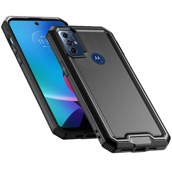 For Motorola Moto G Play 2023 Modern Fused Hybrid Armor Hard PC TPU Rubber Shockproof Drop Protection Impact Cover ,Xpm Phone Case [ Black ]