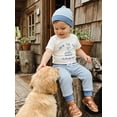 thumbnail image 6 of BemeyourBBs Newborn Baby Boy Hospital Coming Home Outfit Baby Boy Summer Clothes Sailboat Letter Embroidered Short Sleeve Romper Striped Pants and Hat 3 Piece Set, 6 of 9