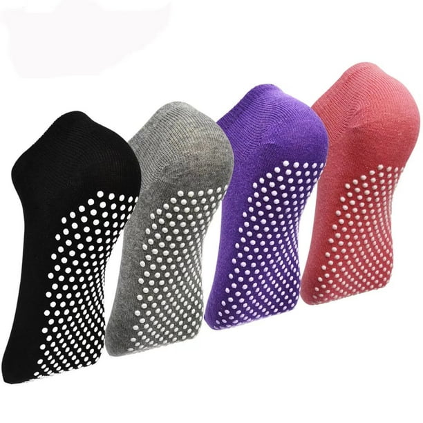 Pilates Yoga Non Slip Skid Socks 4 Pack Ballet Barre Sticky Grippers