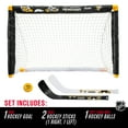 thumbnail image 2 of Franklin Sports NHL Pittsburgh Penguins Mini Hockey Set - Kids Indoor Knee Hockey Goal, Ball, + 2 Mini Hockey Stick Combo Set - Youth NHL Team Indoor Toy Knee Hockey Sets - NHL Official - Ages 3+, 2 of 7
