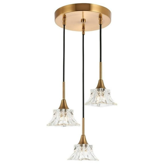 Woodbridge Lighting Christina 3-Light Transitional Metal Steel Pendant in Brass