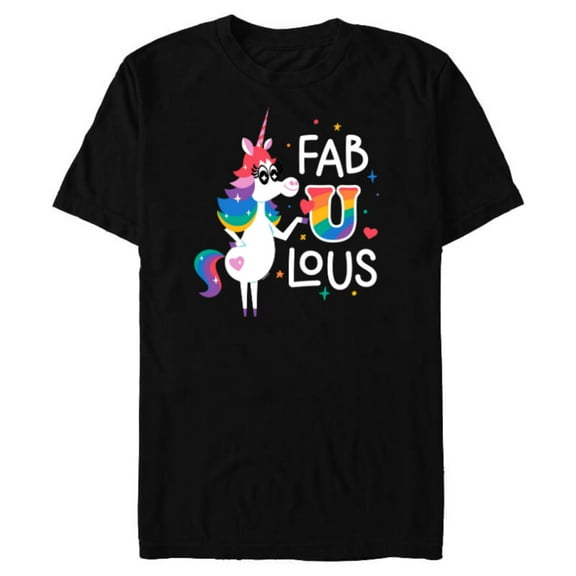 Disney & Pixar’s Inside Out Rainbow Unicorn Fab U Lous Pride - Short Sleeve Blended T-Shirt for Adults - Customized-Black