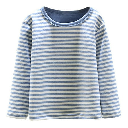 

Toddler Girl Tops Winter Toddler Baby Kids Winter Boys Girls Solid Color Stripe Long Sleeved Thickening Home Wear Clothes Tops Knitted Sweater Blue 150