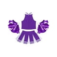 thumbnail image 4 of renvena Kids Girl's Cheer Leader Uniform Party Cheerleading Crop Top with Pleated Skirt Pompoms 6-16, 4 of 7