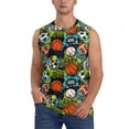 thumbnail image 2 of Lsque Balls Print Men's Cotton Blend Sleeveless Muscle Shirts (S-3XL)- Moisture Wicking, Odor Protection, UPF 30+,3X-Large, 2 of 8