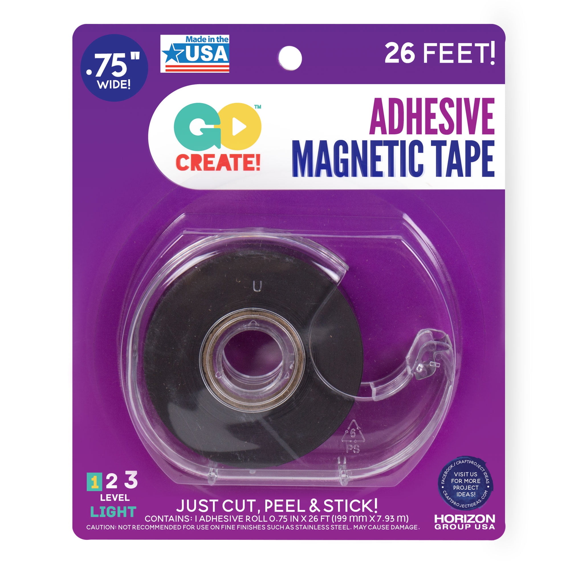 Go Create Magnetic Tape Dispenser, Adhesive Magnetic Tape Roll 26 ft. x .75" Wide