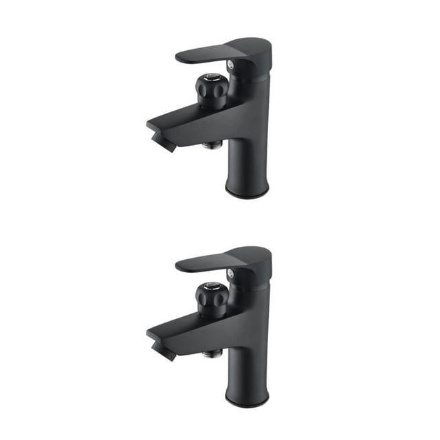 Toystoory Llave de paso para baño, fácil instalación y moderno accesorio de baño para lavabo de doble , negro Negro 2Conjunto