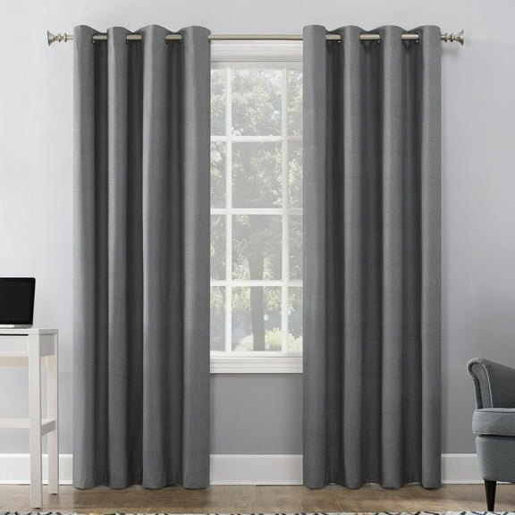 Sun Zero Duran Thermal Insulated 100% Blackout Grommet Curtain Panel, 50"X84", Gray (Single Panel)