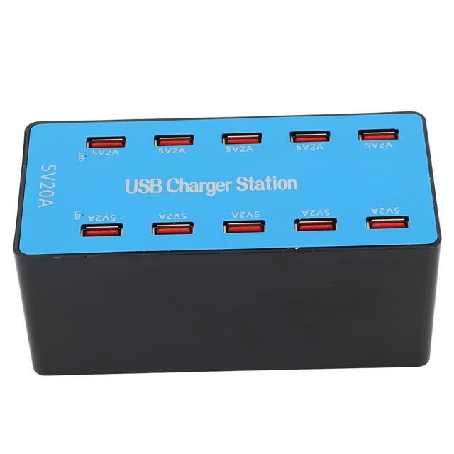 100W 10 Port Fast Charging Station, Efficient Intelligent 100-240V 10 Port USB HUB 100W Charging Station For Cell Phone For Tablet US Plug