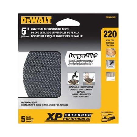 UPC: 0885911453158 | DeWalt DWAM4306 Random Orbit Mesh Sanding Discs  220 Grit  5 In.  5-Pk. – Quantity 5