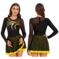 thumbnail image 3 of Traje de baile de patinaje artístico para mujer, vestido de baile con tutú de bailarina con cuello simulado, vestido de baile lírico de manga larga con diamantes de imitación brillantes, 3 of 5