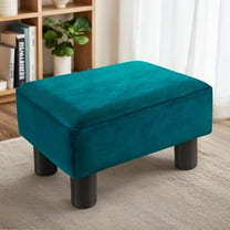 Dycanpo Small Rectangle Foot Stool Footrest Ottoman Stool with Velvet Fabric for Living Room, Teal