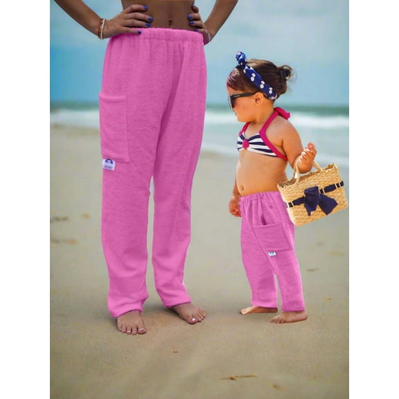 Towel Pants - Solid Pink Color - IN STOCK Fast Shipping - Beach, Swimming, Resortwear, Boys, Girls, Adults