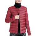 thumbnail image 2 of Dwaogom Women'S Ultra Light Weight Short Down Jacket Solid Color Lightweight Down Jacket Round Neck Short Jacket Long Sleeved Cotton Jacket, 2 of 5