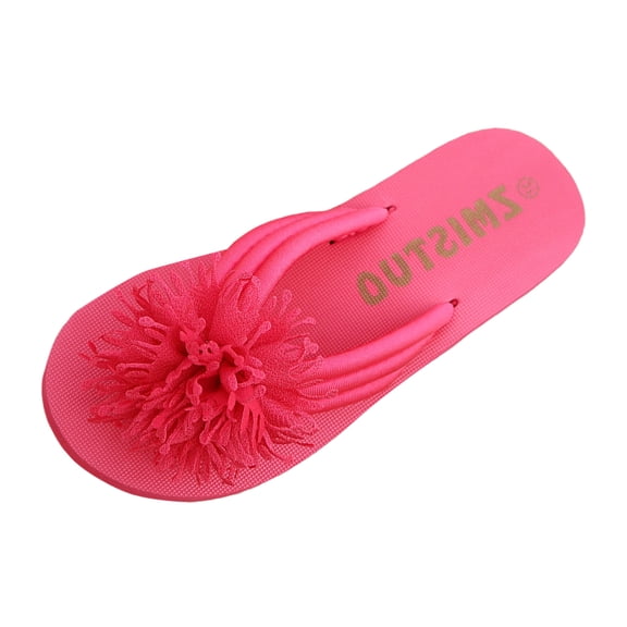 Ramiter Flip Flops Braided Bounce – Women’s Sandals With Extra-Thick Cushion – Soft Flip Flops for Women With Arch Support Hot Pink,9