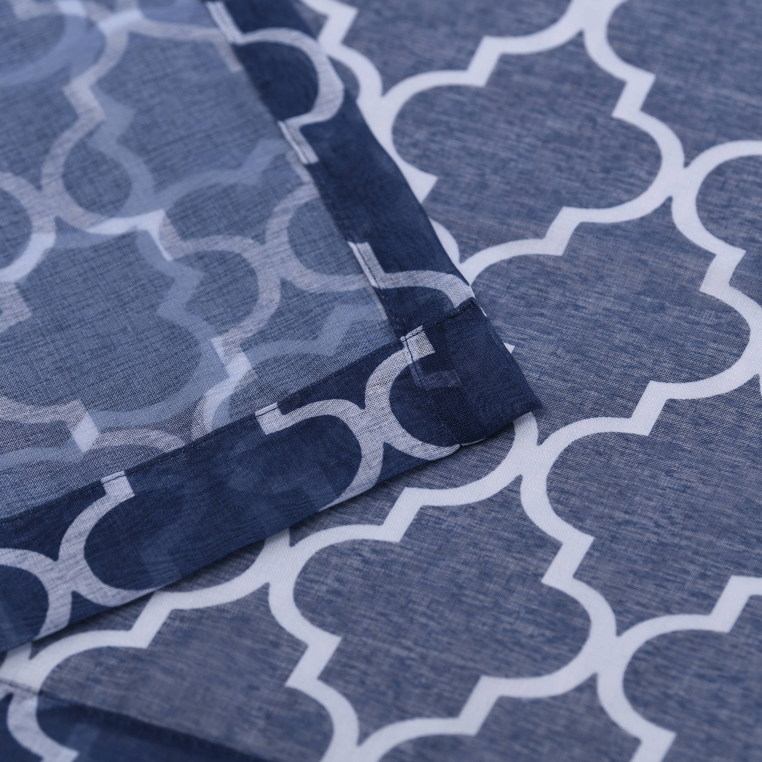 Superior Lightweight Trellis Sheer Curtains Set of 2, Grommet Header Curtain Pannel, Blue, 52"W x 108"L