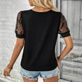thumbnail image 4 of Pisexur Hauts pour Femmes Blouses en Dentelle à Manches Courtes Col en V Tee Tops Été Décontracté Polyvalent Noir Tops Mode Bureau Robe T-Shirts, 4 of 5