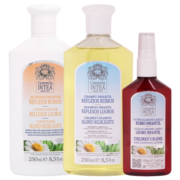 Camomila Intea Kids 3-In-1 Hair Lightener Kit - Blonder Lightening Set with Chamomile Extract - Lotion, Shampoo and Conditioner