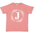 thumbnail image 3 of Inktastic Monogram Letter J Floral Rose Wreath Girls Toddler T-Shirt, 3 of 5