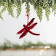 thumbnail image 6 of chaungfeng Christmas Wine Red Flocking Pendant, Glitter Elks Dragonflys Wreath Decoration, Christmas Tree Ornaments for Xmas Party Outdoor Indoor Decor Home Wall Windows, 6 of 6